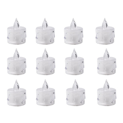 12 Pcs Flameless and Smokeless Decorative Acrylic Candles Transparent Led Tea Light Candle for Gifting, House, Diwali, Christmas, Festival, Events Decor Candles, Diwali